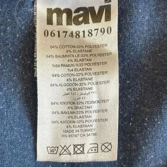 Mavi Navy V-Neck Cotton Blend Short Sleeves Basic Women’s T-Shirt SZ M # 1513 - Picture 9 of 12